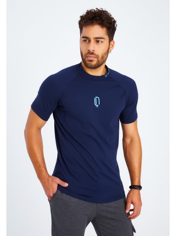 Leif Nelson Herren Gym T-Shirt Rundhals LN-8286 in dunkelblau-türkis