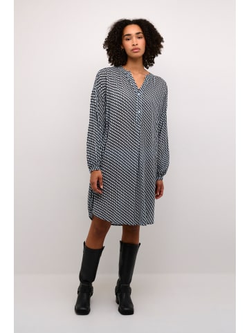 Kaffe Kleid KAamber in Grey_CelestialBlue Wavy Print