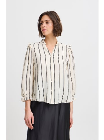 ICHI Kurzarmbluse IXSANJA MS 20123069 Bluse mit Rüsschen in Grau