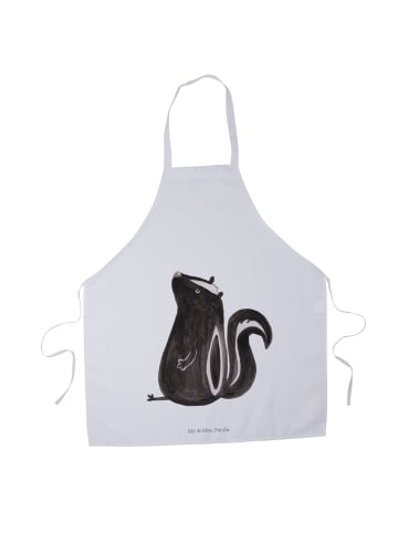Mr. & Mrs. Panda Latzschürze Stinktier Sitzen ohne Spruch in Weiß