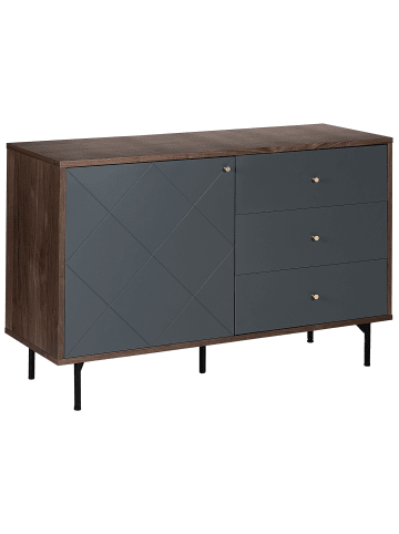 Beliani Sideboard PALMER in Grau/Dunkler Holzfarbton/Schwarz