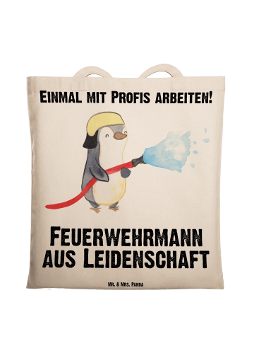 Mr. & Mrs. Panda Tragetasche Feuerwehrmann Leidenschaft mit Spruch in Creme