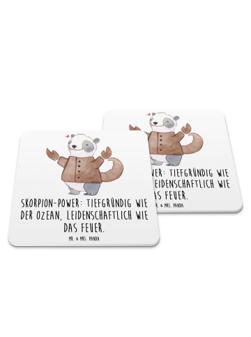 Mr. & Mrs. Panda Glasuntersetzer Skorpion Astrologie mit Spruch in Weiß