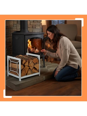 relaxdays Kaminholzregal in Weiß - (B)43 x (H)36 x (T)35,5 cm