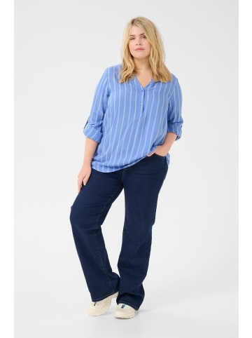KAFFE curve Langarm-Bluse KCsida in Blue / Light Blue Stripe