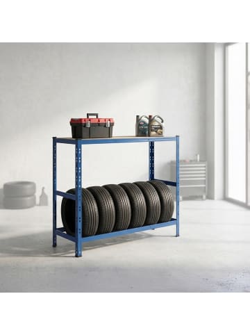 relaxdays Reifenregal in Blau - (B)120 x (H)110 x (T)40 cm