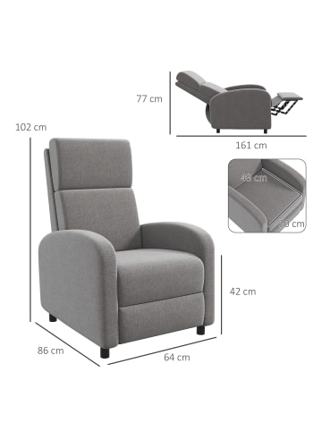 HOMCOM Relaxsessel-64L x 86B x 102H cm-Grau