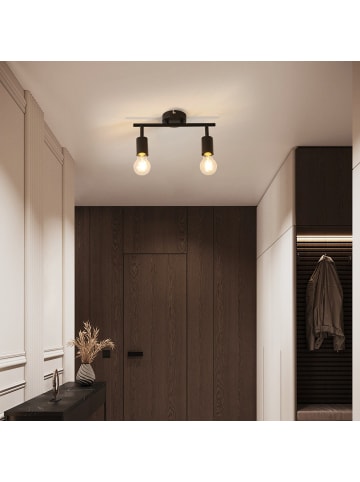 ZMH Deckenleuchte in Schwarz 2-flammige E27 schwenkbar Vintage Deckenstrahler