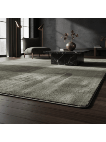 KADIMA DESIGN Teppich Kurzflor Unifarben Polyester Antirutsch Wohnzimmer in Grün