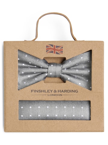 Finshley & Harding London Fliege und Einstecktuch in lind weiß