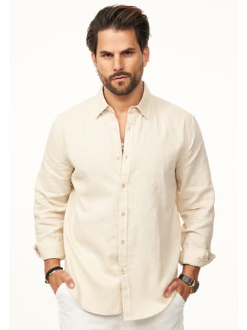 DAILY COTTON Langarmhemd - aus 100% Leinen im Regular-Fit in Beige