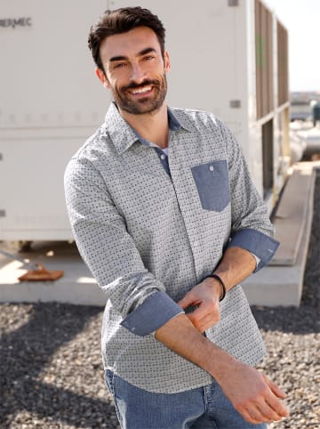 WITT WEIDEN Langarmhemd in hellgrau-gemustert