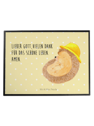 Mr. & Mrs. Panda Tischunterlage Igel Beten mit Spruch in Gelb Pastell