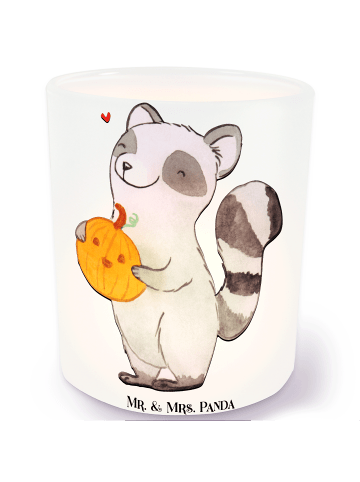 Mr. & Mrs. Panda Windlicht Waschbär Kürbis ohne Spruch in Transparent