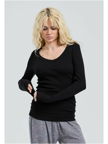 Seamless Basic Top Retro V-neck in Black