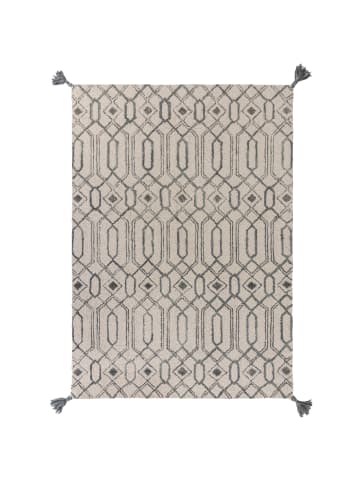 KADIMA DESIGN Luxuriöser handgetufteter Grauer Wollteppich mit Quasten