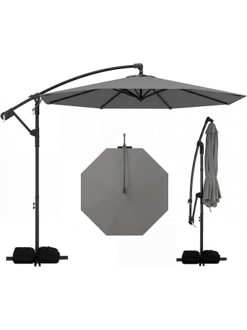 COSTWAY 300 cm Sonnenschirm mit Ständer in Grau