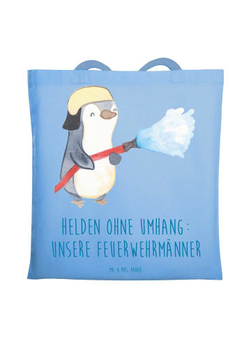 Mr. & Mrs. Panda Tote Bag Feuerwehrmann Helden mit Spruch in Sky Blue