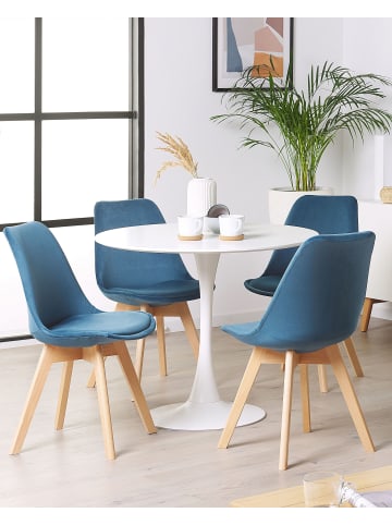 Beliani 2er-Set Esszimmerstuhl DAKOTA II in Blau/Heller Holzfarbton