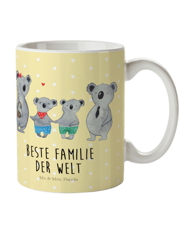 Mr. & Mrs. Panda Kindertasse Koala Familie zwei mit Spruch in Gelb Pastell