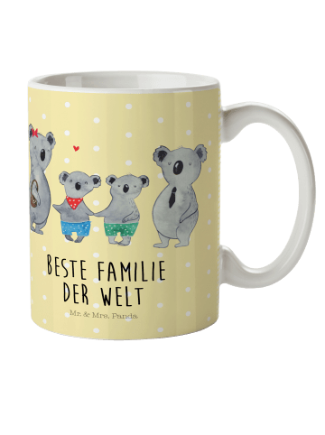 Mr. & Mrs. Panda Tasse Koala Familie zwei mit Spruch in Gelb Pastell