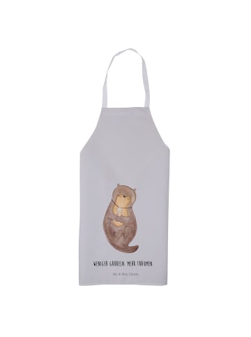 Mr. & Mrs. Panda Schürze Otter Muschel mit Spruch in Grau Pastell