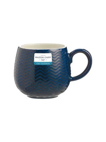 Mason Cash Geprägte Tasse Zickzack, blau, 350 ml