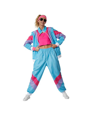 tectake Damenkostüm  Retro 80er 90er Jahre Jogginganzug Set Stylisches Design: Hellblaue