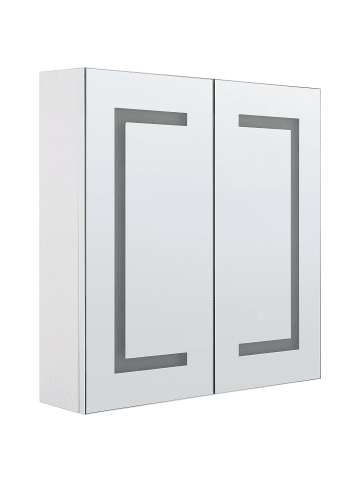 Beliani Bad-Spiegelschrank MAZARREDO in Weiß/Silber - (W) 60 x (H) 60 x (L) 12 cm