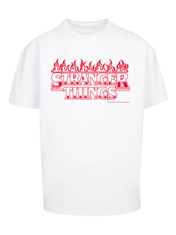 F4NT4STIC Heavy Oversize T-Shirt Stranger Things Flames Netflix TV Series in weiß
