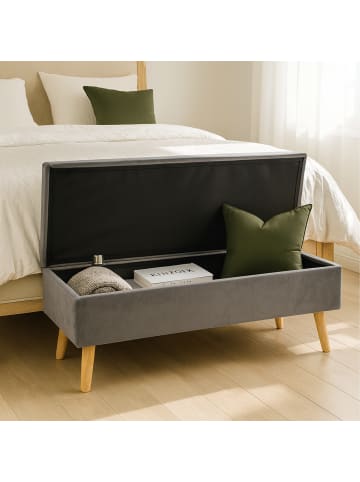 relaxdays Sitzbank in Dunkelgrau - (B)110 x (H)40 x (T)40 cm