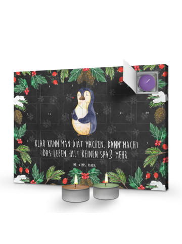 Mr. & Mrs. Panda Duftkerzen Adventskalender Pinguin Diät mit Spruch in Kreidetafel
