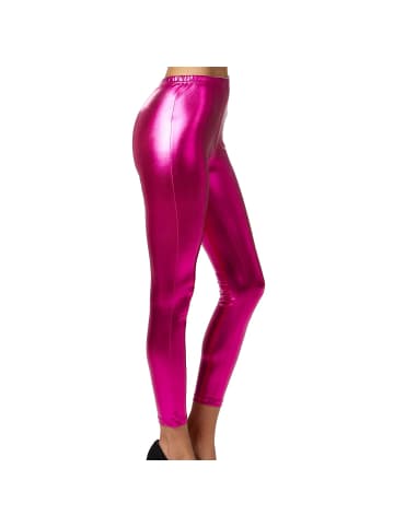 tectake Lange Leggings in glänzendem Metallic-Look, pink