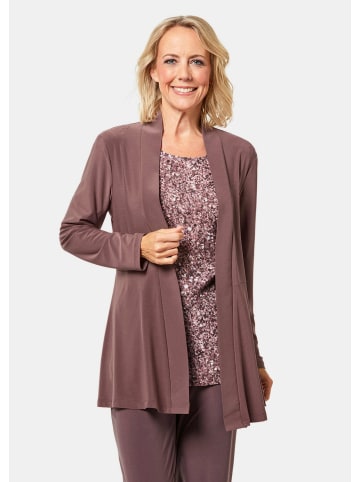 GOLDNER Kurzgröße:  Jersey-Longjacke Leichte Shirtjacke lila mit Stretch in pflaumenviolett