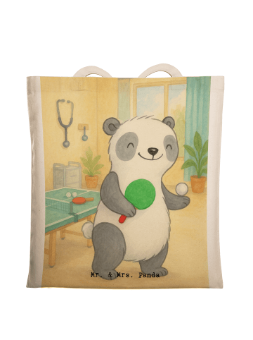 Mr. & Mrs. Panda Tragetasche Panda Tischtennis Design ohne Spruch in Weiß