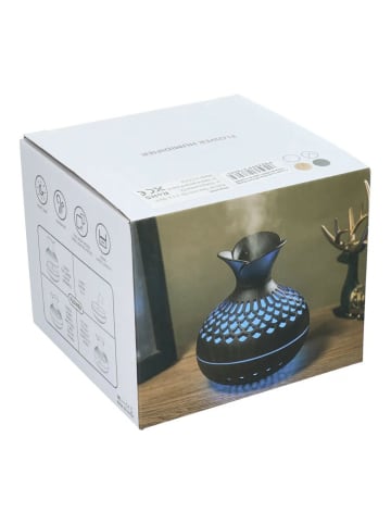 COFI 1453 LED-Luftbefeuchter Aromatherapie Diffusor mit bunter Flamme in Braun