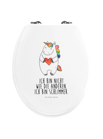 Mr. & Mrs. Panda Toilettenbrille Einhorn Herz mit Spruch in Weiß