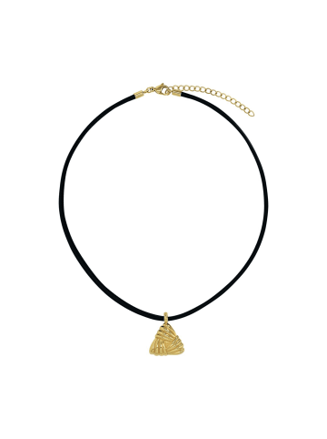 Noelani Choker Edelstahl, IP gold, Leder in Gold