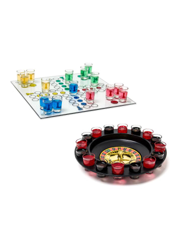 relaxdays 2tlg. Trinkspiel Set "Ludo" in Transparent