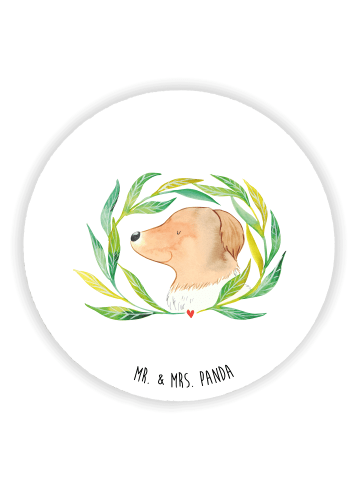 Mr. & Mrs. Panda Rund Magnet Hund Blumen ohne Spruch in Weiß