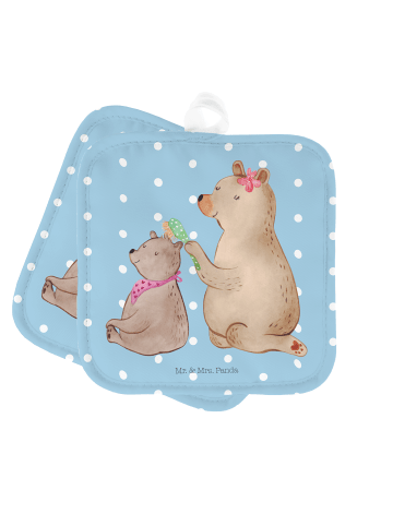 Mr. & Mrs. Panda Topflappen Bär Kind ohne Spruch in Blau Pastell