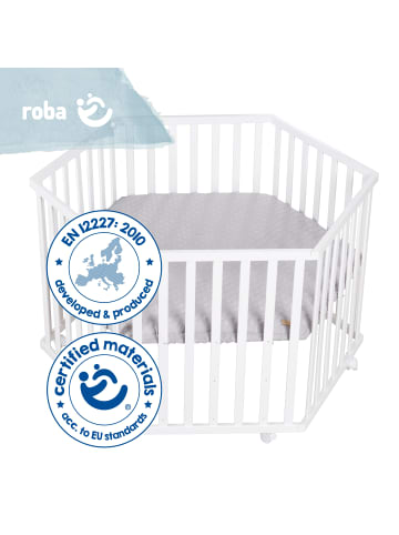 roba Laufgitter Set 75x100 cm 3-fach höhenverstellbar mit Matratze grau