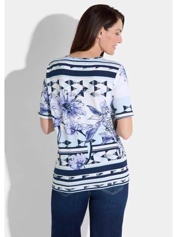 GOLDNER Kurzgröße:  Shirt in weiß / blau / marine / gemustert