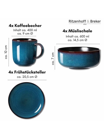 Ritzenhoff & Breker 12-tlg. Frühstücks-Set Bali in Blau – in blau