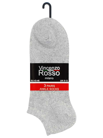 Vincenzo Rosso 12 Paar Sneaker Socken in Grau