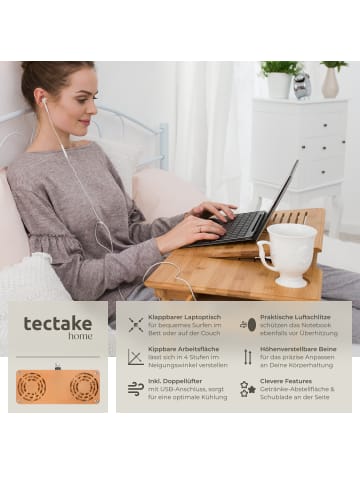 tectake Laptoptisch Kerstin 55 x 35 x 26 cm, braun