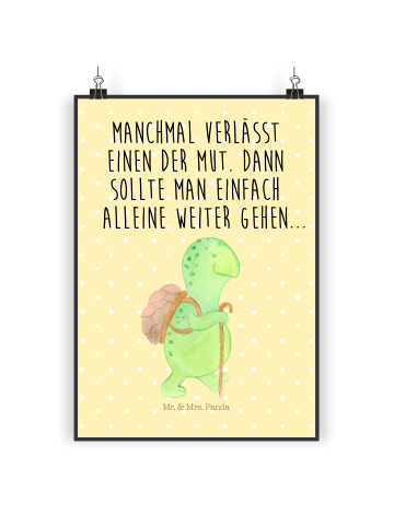 Mr. & Mrs. Panda wanddeko Schildkröte Wanderer mit Spruch in Gelb Pastell