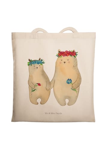Mr. & Mrs. Panda Tote Bag Bären mit Blumenkranz ohne Spruch in Creme