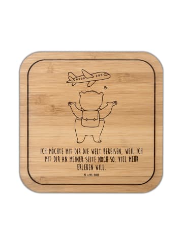 Mr. & Mrs. Panda Untersetzer Kork Bär Flugzeug mit Spruch in Transparent