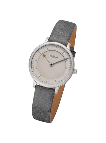 Regent Analog-Armbanduhr Regent Lederarmband dunkelgrau mittel (ca. 32mm)